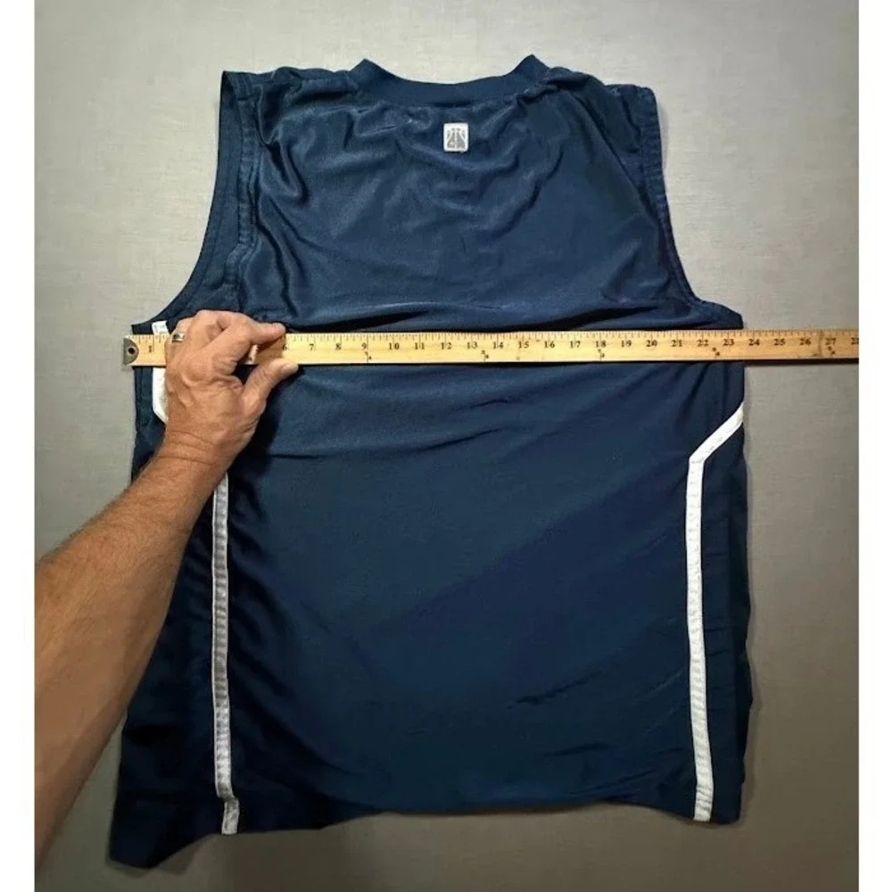 Vintage Nike‎ Men's Blue Sleeveless Basketball Jersey Mens XL Gray Tag Adult.